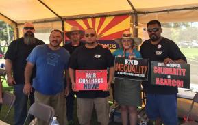 Standing here with Eduardo and other local Steelworkers. My Dad and my husband were both Steelworkers.